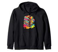 Melting VHS Stack Color CD Retro Media Nostalgia Analog Zip Hoodie