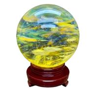 Melting Yellow Crystal Sphere | Citrine Gemstone Ball for Home & Office Decor | Feng Shui Wealth & Abundance, Raw Polished Stone,4.7"(12cm)