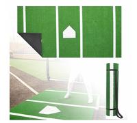 MeLtor Softball Batting Mat, Baseball Mat with Home Plate, Baseball Mats for Hitting, with Non-Slip Rubber Back for Baseball, Softball, Green, 116 cm x 300 cm