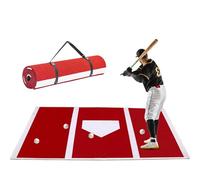 MeLtor Softball Hitting Mat, Batting Cage Lawn Mat with Home Plate, Non-Slip Impact Mat, Non-Slip EVA Base for Indoor and Outdoor Use, Red-150 cm x 366 cm
