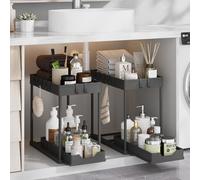 Meltrck Under Sink Storage 2 Pack, 2 Tier Pull Out Cabinet Organizers for Kitchen, Bathroom Organization
