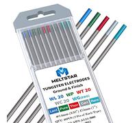 MELTSTAR TIG Welding Tungsten Electrode Set (10-Pack, Diameter 2.4 x 175 mm) Contains Thorium Pure Cerium Lanthanum and Rare Earth Mixing Electrodes