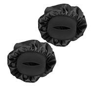 MELTU 2 Pack Hair Bonnet for Sleeping, Satin Bonnet with Wide Elastic Band, Silk Hair Wrap for Sleeping, Soft Sleep Cap (Black 2 Pcs)
