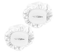 MELTU 2 Pack Hair Bonnet for Sleeping, Satin Bonnet with Wide Elastic Band, Silk Hair Wrap for Sleeping, Soft Sleep Cap (White 2 Pcs)