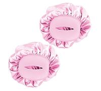 MELTU 2 Pack Hair Bonnet for Sleeping, Satin Bonnet with Wide Elastic Band, Silk Hair Wrap for Sleeping, Soft Sleep Cap (Pink 2 Pcs)