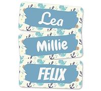 melu kids® Name Labels for Clothes & Items (120 Pieces) Personalised and Washable Kids Name Stickers, Stick on Tags (Sea)