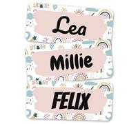 melu kids® Name Labels for Clothes & Items (60 Pieces) Personalised and Washable Kids Name Stickers, Stick on Tags (Colourful)