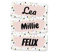 melu kids® Name Labels for Clothes & Items (60 Pieces) Personalised and Washable Kids Name Stickers, Stick on Tags (Drops)