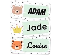 melu kids® Name Labels for Clothes & Other (100, Green) Personalised and Washable Kids Name Stickers, Stick on Tags School, Care Homes