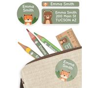 melu kids® Name Stickers Set Kids for Objects (150 Pieces) Name Tags for School, Nursery and Kindergarten, Waterproof and in Various Sizes - Green