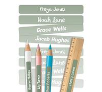 melu kids® Personalised Name Stickers for School & Kindergarten (75 Pieces, unicoloured) - Stick on Name Labels for Pencils and Other School Supplies - Washable in Dishwasher - Green
