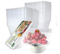 Melvoker 24 Pack Food Container 1000 ML - Plastic Takeaway Containers with lids- food prep containers with lids - freezer containers - Plastic Tubs Food Boxes - 50 Freezer Labels