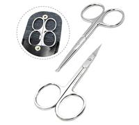 Melwey Pack of 2 Curved & Rounded Blunt Tip Stainless Steel Small Scissors for Eyebrows & Eyelashes, Beard Trimming & Moustache, Baby Nails, Nose & Facial Hair