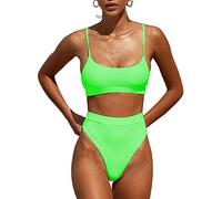 MELYUM High Waisted Bikini Sets for Women Two Piece Swimsuit Tummy Control Bathing Suit Cheeky Bottoms Push Up Top, New Green, Large