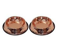 Melzon Petsentials Non-Skid Stylish Food Bowl for Your Pet, Premium Grade Stainless Steel - Elegant Bronze | Small, 18oz (2 Pack)