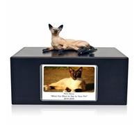 MEM PLANETE Pet Dog Urns for Ashes Memorial Gifts for Loss Lovers Shadow Box Sympathy Keepsake Small Cat Cremation Casket Funerary Frame Pictures Rosewood Material Siamese Cat Figurine Urn