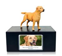 MEM PLANETE Pet Dog Urns for Ashes Memorial Gifts for Loss Lovers Shadow Box Sympathy Keepsake Small Big Cremation Casket Funerary Frame Pictures Solid Rosewood Material Labrador Figurine Urn