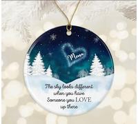 Mema Memorial Ornament - The Sky Looks Different - Remembrance Ornament - Loss of A Loved One - Christmas in Heaven - Memorial Gift for Loss of Father - Mother - Grandparent Printed on Both Sides