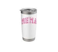 Mema Pink Gingham Checkered Plaid Pattern Letters Graphic Stainless Steel Insulated Tumbler