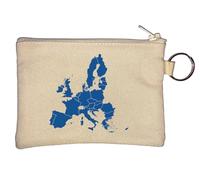 Member States of The European Union Map Key Chain Coin Purse Beige