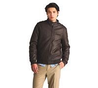 Members Only Iconic Racer Faux Leather Jacket Men, Dark Brown, XXL