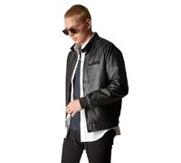 Members Only Men's Faux Leather Iconic Racer Jacket, Black, XXL