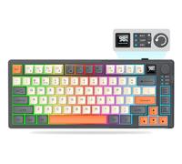 Membrane Keyboard, 75% Wireless Gaming Keyboard with Display＆ Volume Knob, BT/2.4G/USB-C, RGB Gaming Keyboard with PBT Keycaps, 2000mAh Battery, Software Support for PC Laptop Windows (Black)