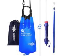 Membrane Solutions Gravity Water Filter Pro, 0.1-Micron Personal Water Filter Straw with 6L Gravity Water Bag, Drinking Water Purifier for Group Emergency Preparedness, Hiking, Camping