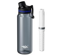 Membrane Solutions Outdoor Water Filter Bottle 1L (36oz) with ACF + UF Filter Cartridge, Tritan, 0.1 μm Filtration, Removes 99.9999% E. coli, BPA-free, Camping, Travel, Survival, Grey