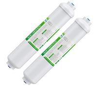 Membrane Solutions T33 Inline Water Filter, 1/4" Quick-Connect Filter Replacement Cartridge in-line Filter for Refrigerator & Ice Maker, Post-Carbon Filter for Reverse Osmosis Water System, 2-Pack