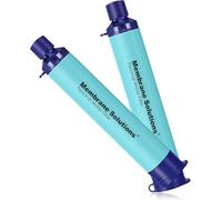 Membrane Solutions Water Filter Straw, 0.1 Micron Personal Water Filter Survival Portable Gear, NSF/ANSI 42&372&401 certificated, for Camping, Hiking, Travel, Emergency Preparedness, Blue, 2 Pack