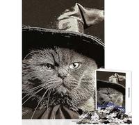 Meme Black Cat Vintage 1000 Piece Jigsaw Puzzle for Teenagers Support Memory Strength And Retention Gentle Calm Leisure Activity (50X75cm)