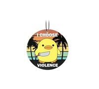 Meme Car Air Fresheners I Choose Violence Duck with Knife Funny Car Air Fresheners Double-sided Printing Thickened Scented Palm Trees and Yellow Duck Meme Cars Accessories with Hanging Loop