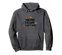 Meme Team Captain: Internet Culture Leader Pullover Hoodie, Adult Unisex, Dark Heather Grey, M