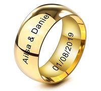 MeMeDIY 10mm Gold Tone Stainless Steel Ring Band Wedding Love Size Z+1 - Customized Engraving