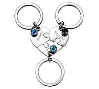 MeMeDIY 3 PCS Mom Big Sister Personalized Heart Jigsaw Puzzle Keychain Customized for BFF Girlfriend Stainless Steel Lovers Set Jewelry Silver Birthstone