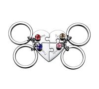 MeMeDIY 4 PCS Mom Big Sister Personalized Heart Jigsaw Puzzle Keychain Customized for BFF Girlfriend Stainless Steel Lovers Set Jewelry Silver Birthstone