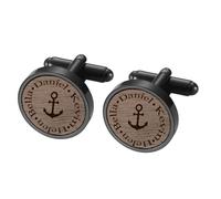 MeMeDIY Custom Mens Cufflinks in Oak Walnut Cherry Wood Personalised Cufflinks for Men Engraved with Name Initials or Text Paired with Corresponding Carved Wooden Box Gifts for Groom Groomsmen -C2