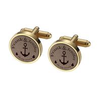 MeMeDIY Custom Mens Cufflinks in Oak Walnut Cherry Wood Personalised Cufflinks for Men Engraved with Name Initials or Text Paired with Corresponding Carved Wooden Box Gifts for Groom Groomsmen -C3