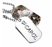 MeMeDIY Custom Military Dog Tags Personalized Photo Necklace with Cut-Out Name/Text Engraved Stainless Steel Jewelry Gift for Him Boyfriend Personalized Gift for Men/Womens Gift Ideas (Color Photo)