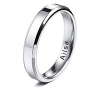 MeMeDIY Mens Wedding Rings For Women Boys Girls Water Resistant Stainless Steel Mens Wedding Bands Promise Ring, Bundle with Ring Size Adjusters (Silver Color, 4.0mm Wide, L Size)