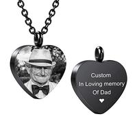 MeMeDIY Personalized Angel Wing Pendant Heart Urn Necklace Engraving Photo/Name Customized Birthstones for Men Women Boy Girl Dog Cat Pet Stainless Steel Ashes Memorial Keepsake Cremation Funnel Kit