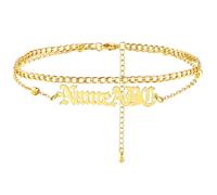 MeMeDIY Personalized Anklets for Women Stainless Steel Ankle Chain Bracelets Name Anklet Custom Beach Anklet Bracelets Adjustable Anklet for Girlfriend Best Friend -A2