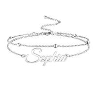 MeMeDIY Personalized Anklets for Women Stainless Steel Ankle Chain Bracelets Name Anklet Custom Beach Anklet Bracelets Adjustable Anklet for Girlfriend Best Friend -C1