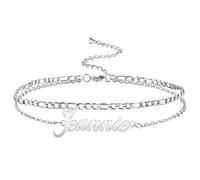 MeMeDIY Personalized Anklets for Women Stainless Steel Ankle Chain Bracelets Name Anklet Custom Beach Anklet Bracelets Adjustable Anklet for Girlfriend Best Friend -D1