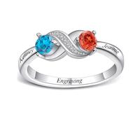 MeMeDIY Personalized Birthstone Rings for Women 925 Sterling Silver Custom Name Ring Promise Rings for Her Girlfriend Mothers Ring Grandma Mothers Day Birthday Gifts (Style 1-Size 7)