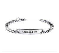 MeMeDIY Personalized Bracelet Custom Engraving Name/Date/Coordinates for Women Girl Girlfriend Best Friend Wife Stainless Steel Crub Ankle Link Anniversary Bridesmaid Gift(Silver Color)