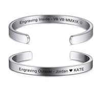 MeMeDIY Personalized Bracelet Engraving Name Identification ID Customized for Men Women Girls Boys Water Resistant Stainless Steel Adjustable Cuff Bangle (6mm Width, Silver Color)