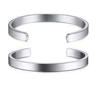 MeMeDIY Personalized Bracelet Engraving Name Identification ID Customized for Men Women Girls Boys Water Resistant Stainless Steel Adjustable Cuff Bangle (6mm Width, Silver Color)