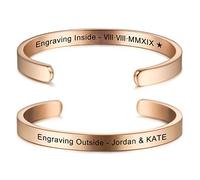 MeMeDIY Personalized Bracelet Engraving Name Identification ID Customized for Men Women Girls Boys Water Resistant Stainless Steel Adjustable Cuff Bangle (6mm Width, Rose-gold Color)